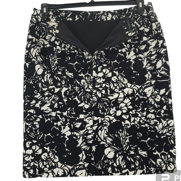 Talbots~Woman Size 16~Black/White A-Line Cotton Pensil Skirt Lined. - Picture 6 of 8